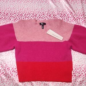 Colorblock Pink and Red Aqua Girls Sweater Super Soft Size LARGE